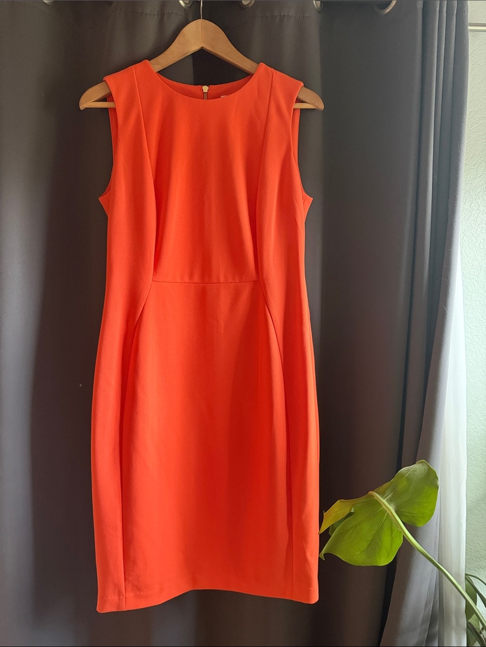 Calvin Klein Bright Orange Sleeveless Sheath Dress